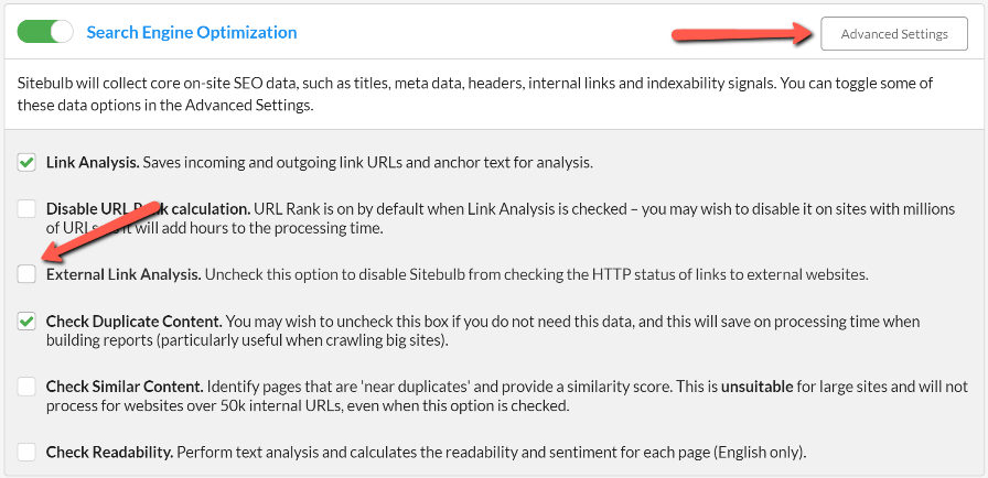 Disabling External Link Analysis